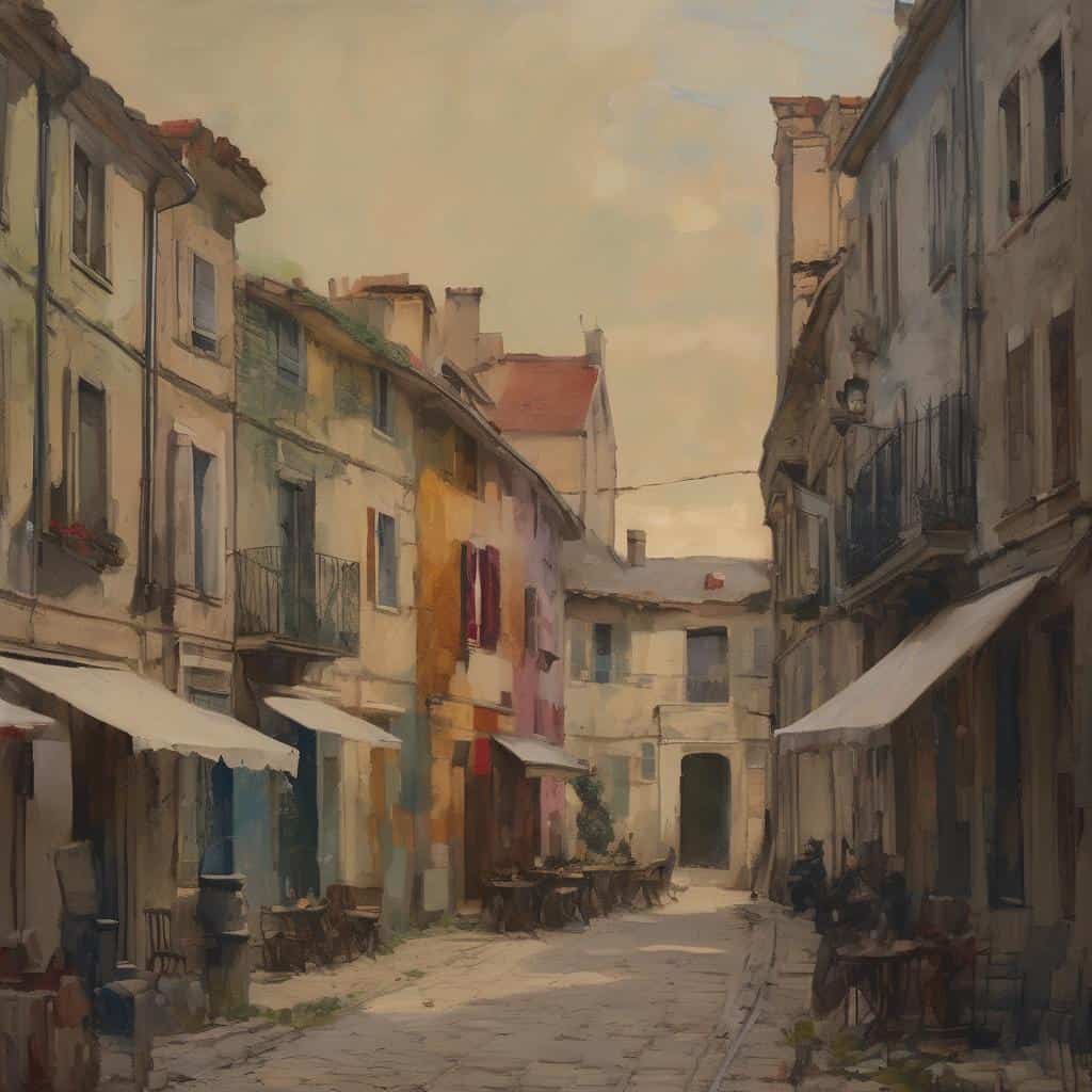 Ο ήρεμος δρόμος με καφέ και καταστήματα σε μια γραφική ευρωπαϊκή παλιά πόλη.